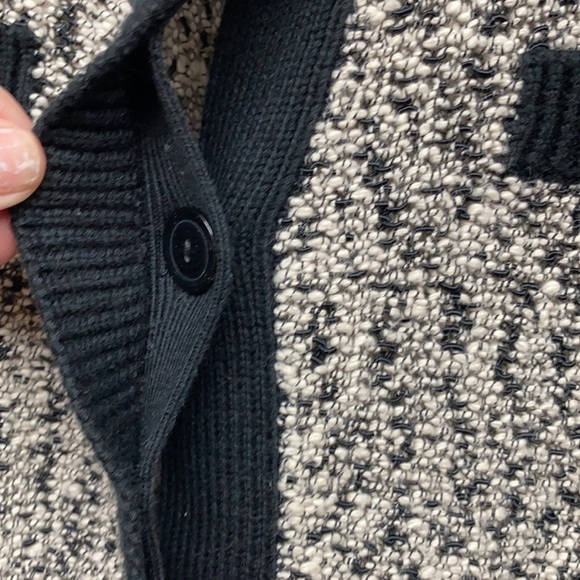 Ann Taylor Button Up Knit Cardigan Black & Gray With Pockets Medium - Picture 4 of 5